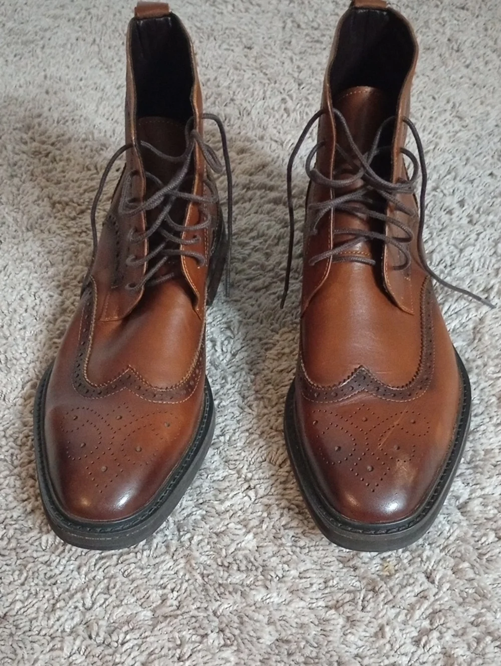 Express Men's Tan Brown 100%  Leather Chukka Wingtip Boots Size 11